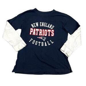 NFL Team Apparel‎ T-Shirt New England Patriots Football Blue White Kid's Large